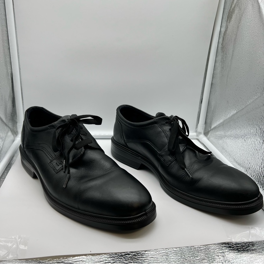 Ecco Black Leather Loafers Slip-OnsECCO MENS LEATHER LACE UP LOAFER BLACK SIZE 4